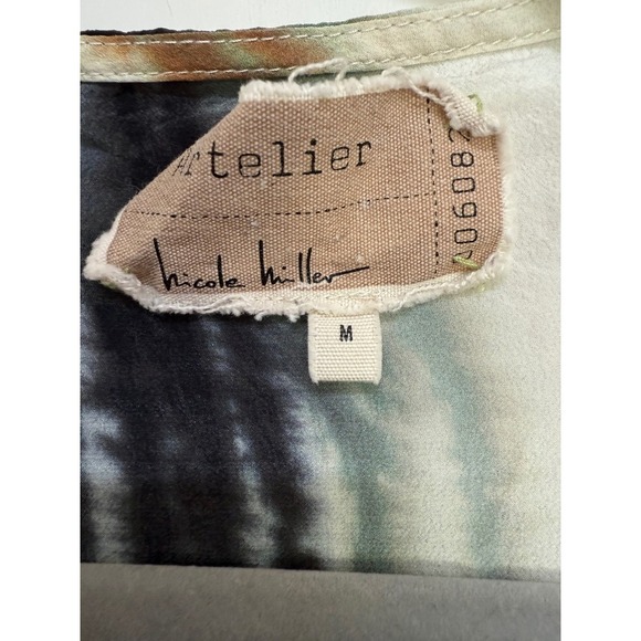 Artelier Nicole Miller Water Color Wrap Top Silk Water Color Print Size S - Picture 4 of 6